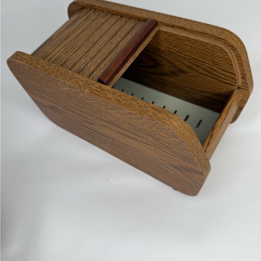 Vintage Wooden Floppy Disk/Recipe Holder with Sliding Lid